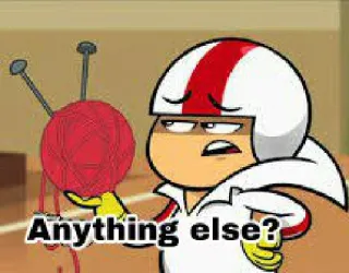 🤷‍♀ Kick Buttowski Anything else? мультфильм, Кик Бутовски, пряжа, вопрос, комикс telegram sticker