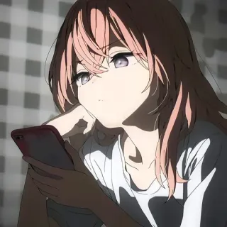 😕 Anime, Mädchen, Handy, Sitzend telegram sticker