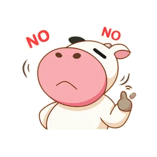 🔭 NO NO kreskówka, krowa, odrzucenie, dezaprobata, negatywny, zwierzę, ilustracja telegram sticker