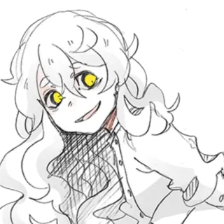 👀 anime style, white hair, yellow eyes, drawing, character telegram sticker