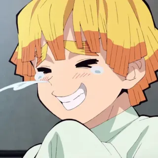 🌻 Zenitsu Agatsuma Demon Slayer аниме, клинок рассекающий демонов, зеницу, плачет, смешной telegram sticker