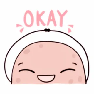💭 OKAY schattig, kawaii, blij, oké, simpel, cartoon, emoji whatsapp sticker