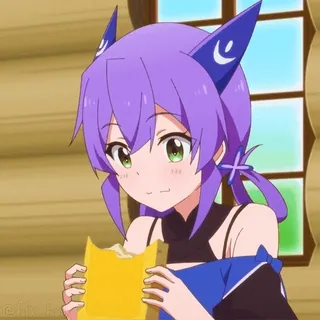 😋 Anime, Manga, Cartone animato, Personaggio, Ragazza, Mangiare telegram sticker