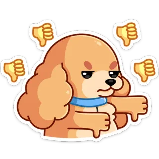 👎 Hund, Daumen runter, Ablehnung, Negativ, Emoji, Cartoon telegram sticker