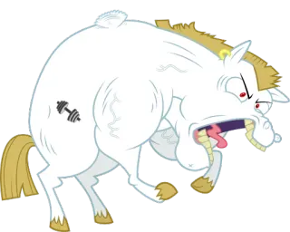 💪 cartoon, horse, angry, expression, animal, weights telegram sticker