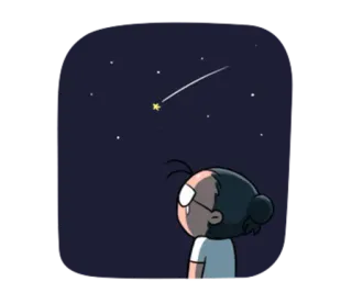 💫 观星, 夜晚, 星星, 愿望, 梦想, 卡通, 插画 telegram sticker