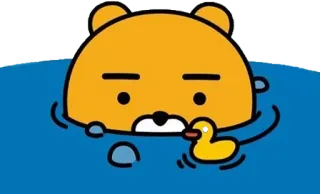 💧 Ryan Kakao Friends, Ente, Schwimmen, Entspannung, Pool, süß, Cartoon whatsapp sticker