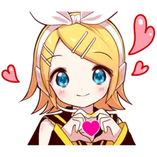 💖 Rin Kagamine Anime, Virtuelle Sängerin, Vocaloid, Niedlich, Herz, Kawaii telegram sticker