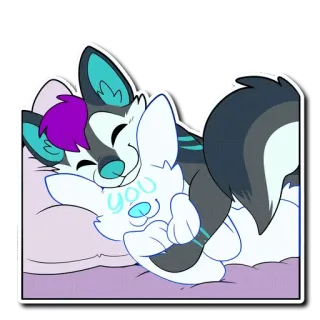 🤗 you furry, wolf, husky, cuddle, hug, sleeping, cute, anthropomorphic telegram sticker