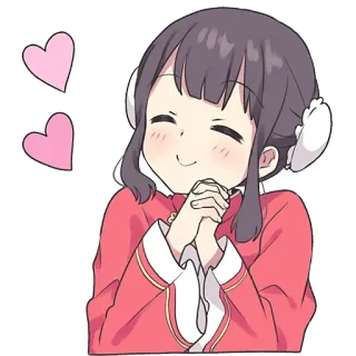 🥰 chica anime, lindo, corazón, dibujo animado, kawaii, feliz telegram sticker