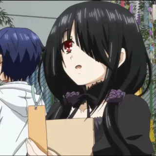 🥀 Kurumi Tokisaki Date A Live Anime, Gadis, Rambut hitam, Roh, Mata merah telegram sticker