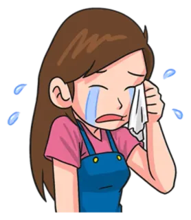 😓 khóc, buồn, cảm xúc, nước mắt, khó chịu, phim hoạt hình whatsapp sticker