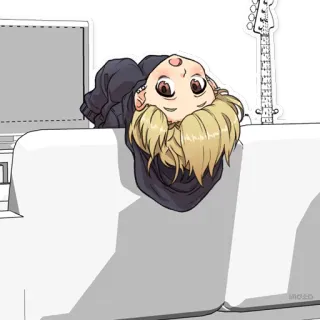 👀 Anime, Sofá, Guitarra, Pelo rubio, Relajante telegram sticker