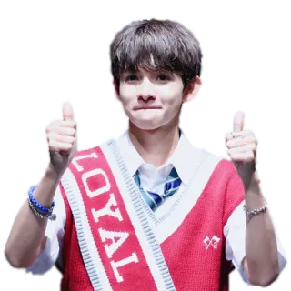 👍 LOYAL ragazzo, pollice in su, leale, abbigliamento, persona, rosso telegram sticker