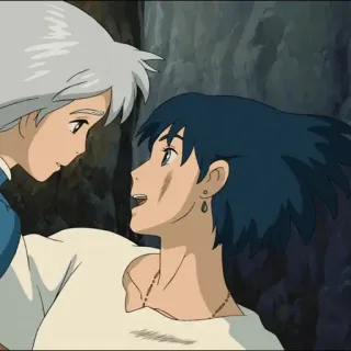 ⚜ Howl Howl's Moving Castle Anime, Película, Romance, Fantasía, Studio Ghibli, El castillo ambulante, Howl, Sophie telegram sticker