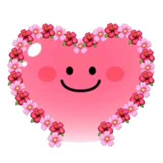 🌸 하트, 꽃, 분홍색, 귀여운, 미소, 카와이 telegram sticker