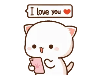 💬 I love you ❤️ gato, amor, coração, fofo, carinho, mensagem telegram sticker