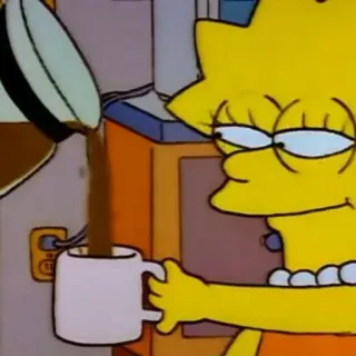 ☕️ Lisa Simpson The Simpsons Лиза Симпсон, кофе, мультфильм, уставшая, Симпсоны whatsapp sticker