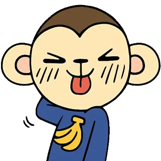 😝 monkey, animal, cute, cartoon, banana telegram sticker