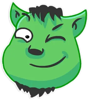 😉 緑, 漫画, 顔, キャラクター, モンスター telegram sticker