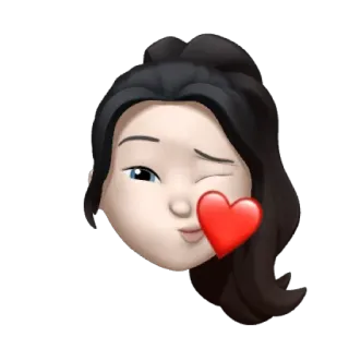 🎡 Emoji, Coração, Piscadela, Amor, Rosto, Desenho animado, Memoji telegram sticker
