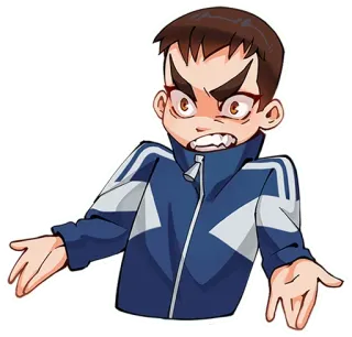 🤷‍♂️ marah, karakter, kartun, jengkel, menunjuk whatsapp sticker