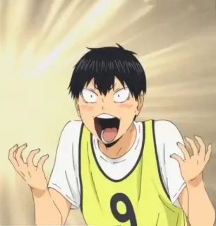 🤩 Tobio Kageyama Haikyu!! anime, Haikyuu, Kageyama, eccitato, divertente, personaggio telegram sticker