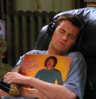 🎵 Lionel Richie Lionel Richie, music, album cover, headphones, man, sleeping telegram sticker