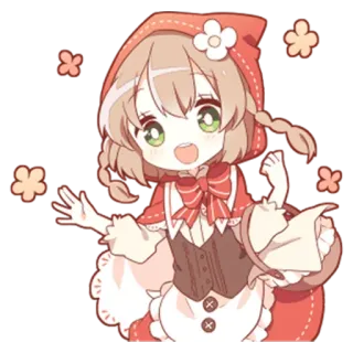 😯 Little Red Riding Hood Anime, Chibi, Fofo, Chapeuzinho Vermelho, Conto de fadas, Desenho animado telegram sticker