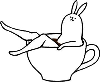 🐰 conejo, conejito, taza, café, relajante, gracioso telegram sticker