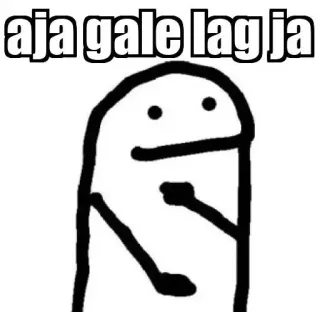 😂 aja gale lag ja cartoon, funny, meme, character, simple, black and white telegram sticker