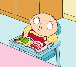 😒 Stewie Griffin Family Guy cartoon, baby, drawing, Stewie Griffin, Family Guy telegram sticker