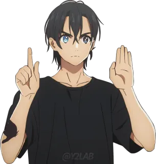 6⃣ @Y2LAB Аниме, Парень, Персонаж, Наклейка telegram sticker