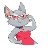 😎 猫, 太阳镜, 女性符号, 连衣裙, 卡通, 动物 telegram sticker