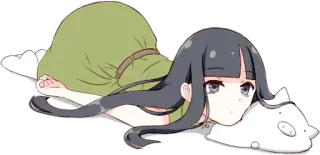 😶 อนิเมะ, ผู้หญิง, นอน, หมอน, น่ารัก telegram sticker