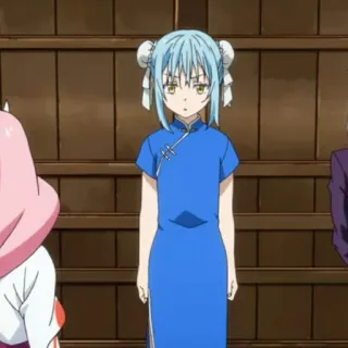 🦕 Rimuru Tempest That Time I Got Reincarnated as a Slime Anime, blaue Haare, Charakter, Schleim, Isekai whatsapp sticker