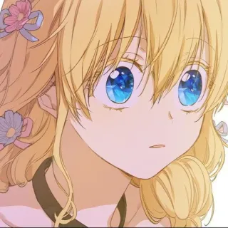 💫 Anime, Manga, Caricatura, Retrato, Chica, Pelo rubio telegram sticker