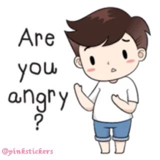 🙁 Are you angry? cartoon, boy, angry, question telegram sticker