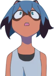 👀 Michiru Kagemori BNA: Brand New Animal Anime, Animal, Chica, Tanuki, Pelo azul, BNA whatsapp sticker