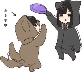 🍫 Anime, Chien, Frisbee, Mignon, Dessin animé telegram sticker