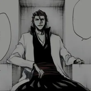 🧬 Sosuke Aizen Bleach Anime, Manga, Villano, Sentado, Soberbio telegram sticker