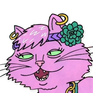 🍀 кот, розовый, мультфильм, стикер telegram sticker