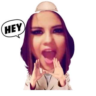 🙋 HEY mulher, chapéu de safári, gritando, balão de fala, ei, exclamação whatsapp sticker