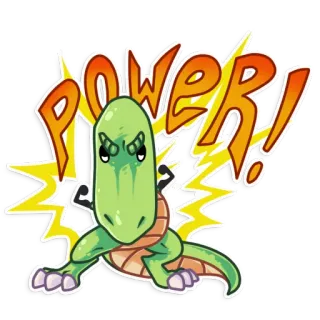 💪 POWER! tartaruga, desenho animado, poder, verde, animal, adesivo telegram sticker
