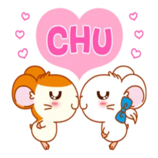 😘 CHU chuột hamster, tình yêu, hôn, dễ thương, động vật, hoạt hình, trái tim telegram sticker