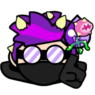 😅 Sticker, Personage, Paars haar, Ronde bril, Gemaskerd gezicht telegram sticker