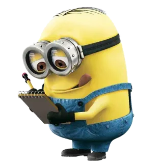 😉 Minion cartoon, character, minion, despicable me, writing, notepad telegram sticker