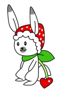 🦞 만화, 토끼, 바니, 체리, 동물, 귀여운 whatsapp sticker