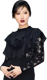 😶 wanita, potret, selebriti, k-pop, penyanyi, mode, gaun hitam telegram sticker