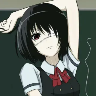🖤 Mei Misaki Another Anime, Ragazza, Uniforme scolastica, Benda sull'occhio, Misaki Mei, Anime Another telegram sticker